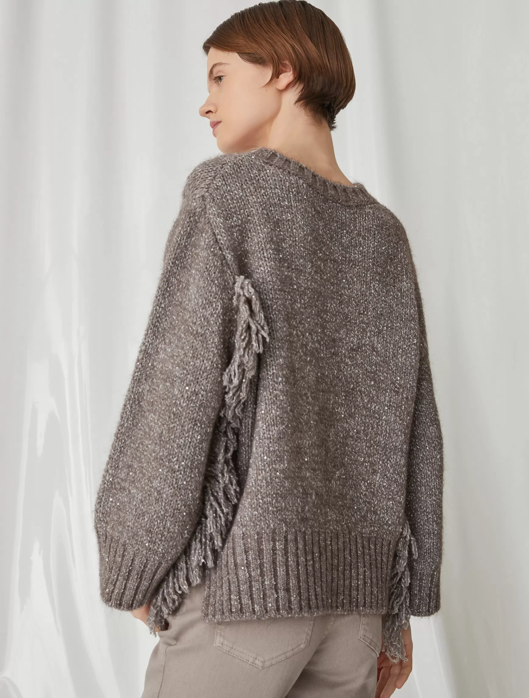 Marella Maglia In Mohair Con Frange